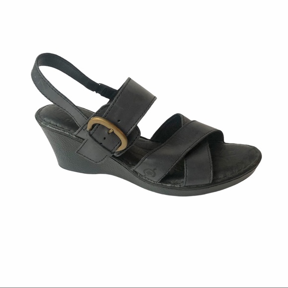born black wedge sandals